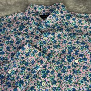 Ralph Lauren Floral Shirt Mens Large Pink Blue Cotton Long Sleeve Button Down